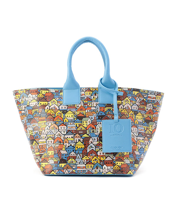 Printed Fake Leather 2Way Handbag (Medium) SAX
