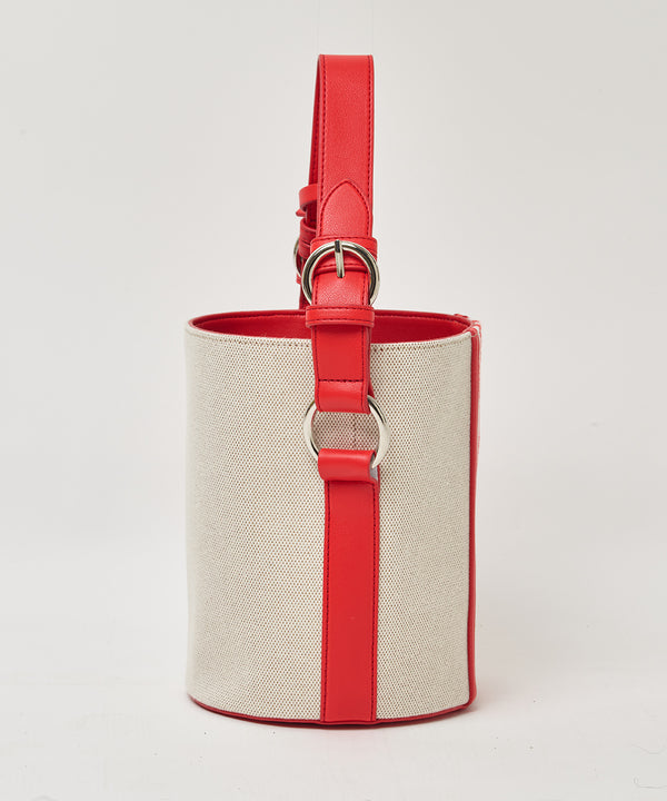 Two Tone Kente × Canvas Tube Bag RED × WHITE