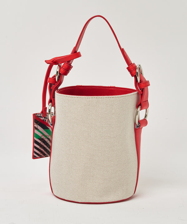 Two Tone Kente × Canvas Tube Bag RED × WHITE