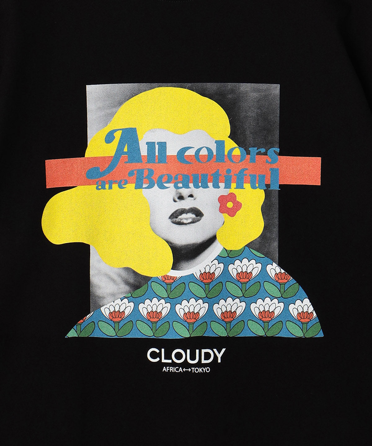 T-shirts Textile Collage Morning Blossom BLACK