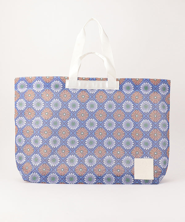 African Textile Mesh Tote Bag (Large) WHITE