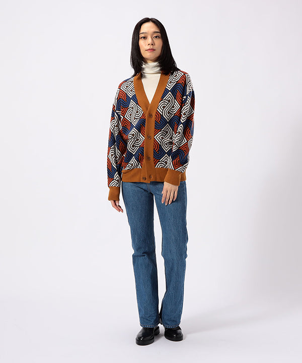 Wool/Nylon Knit Cardigan RED