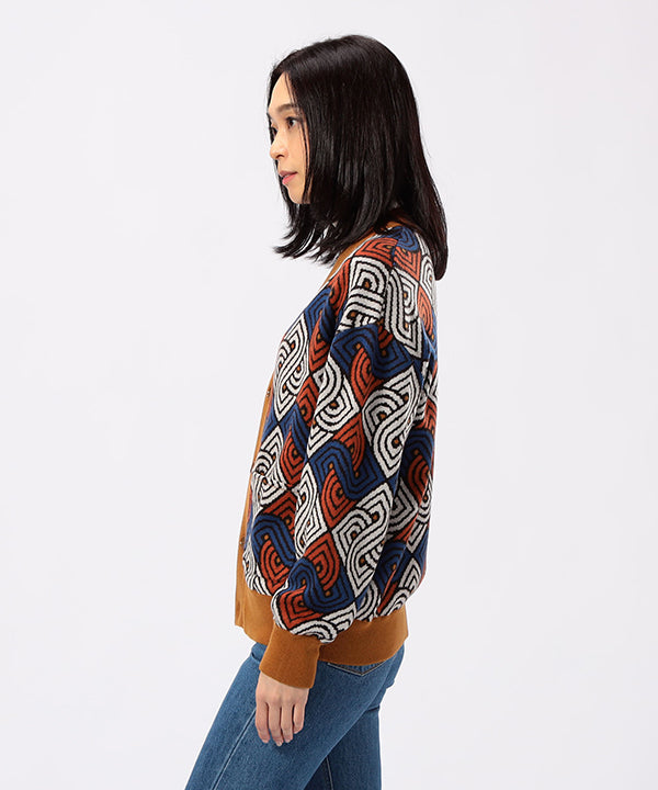 Wool/Nylon Knit Cardigan RED