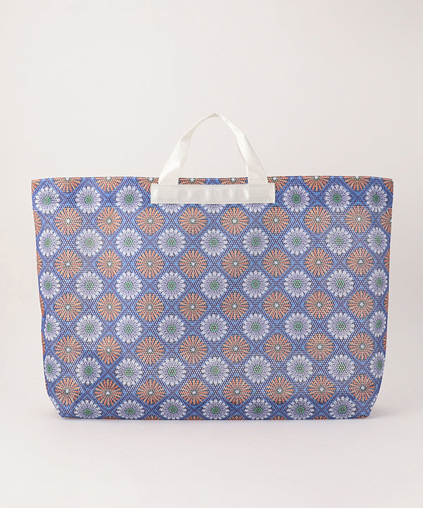 African Textile Mesh Tote Bag (Large) WHITE