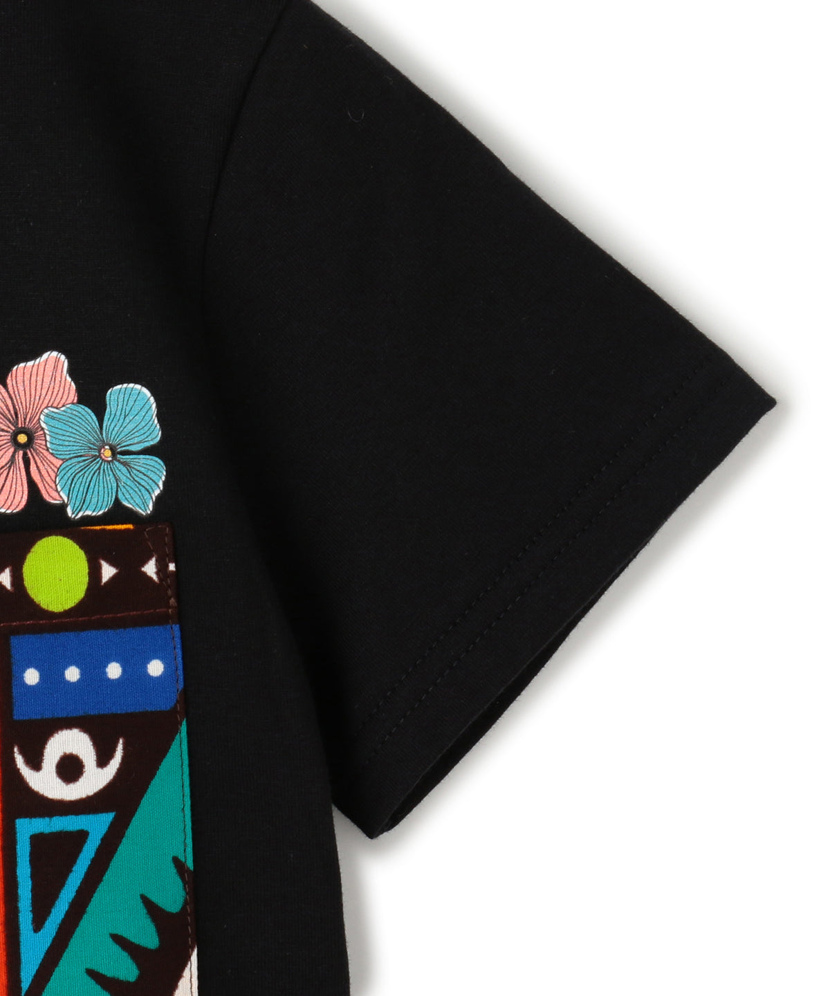 Kids Printed Pocket T-SHIRTS Flower 394 BLACK