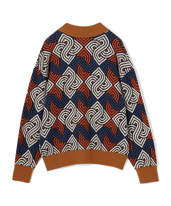 Wool/Nylon Knit Cardigan RED