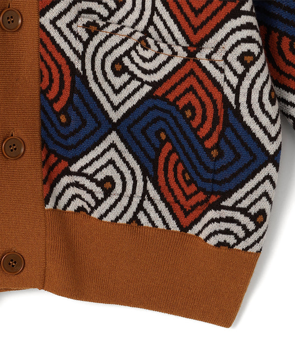 Wool/Nylon Knit Cardigan RED