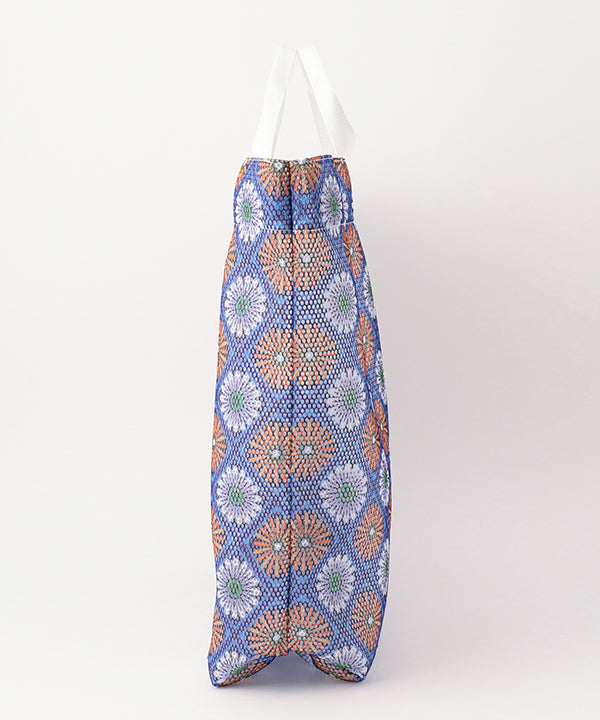 African Textile Mesh Tote Bag (Large) WHITE