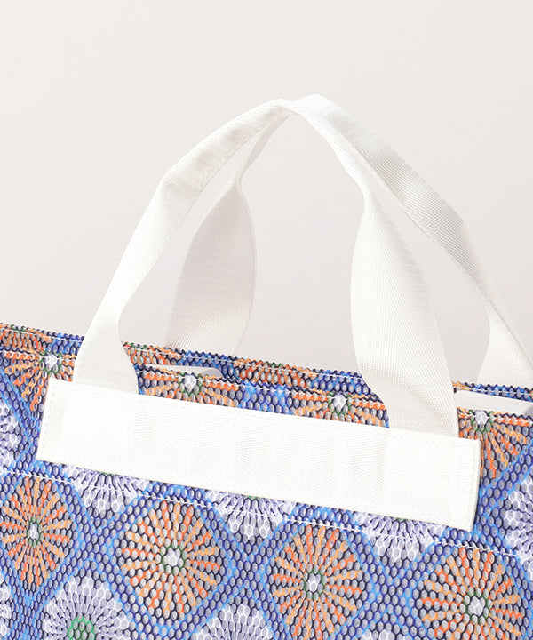 African Textile Mesh Tote Bag (Large) WHITE