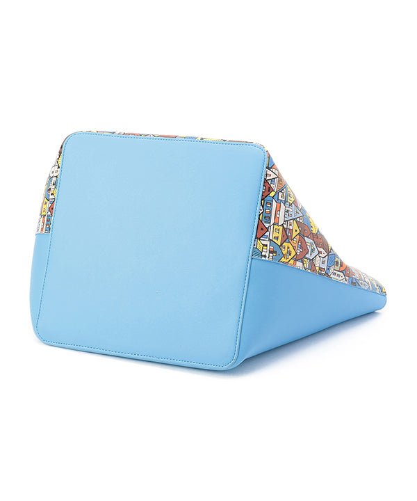 Printed Fake Leather 2Way Handbag (Medium) SAX