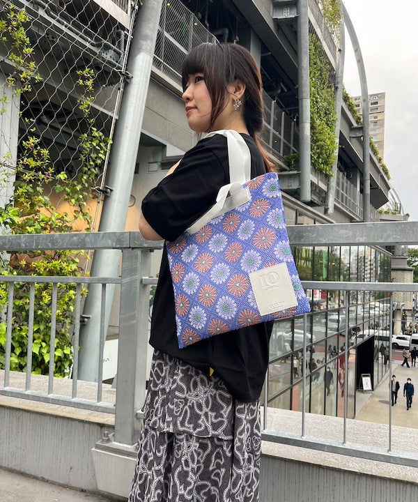 African Textile Mesh Tote Bag (Small) E.BLUE