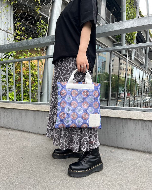 African Textile Mesh Tote Bag (Small) E.BLUE