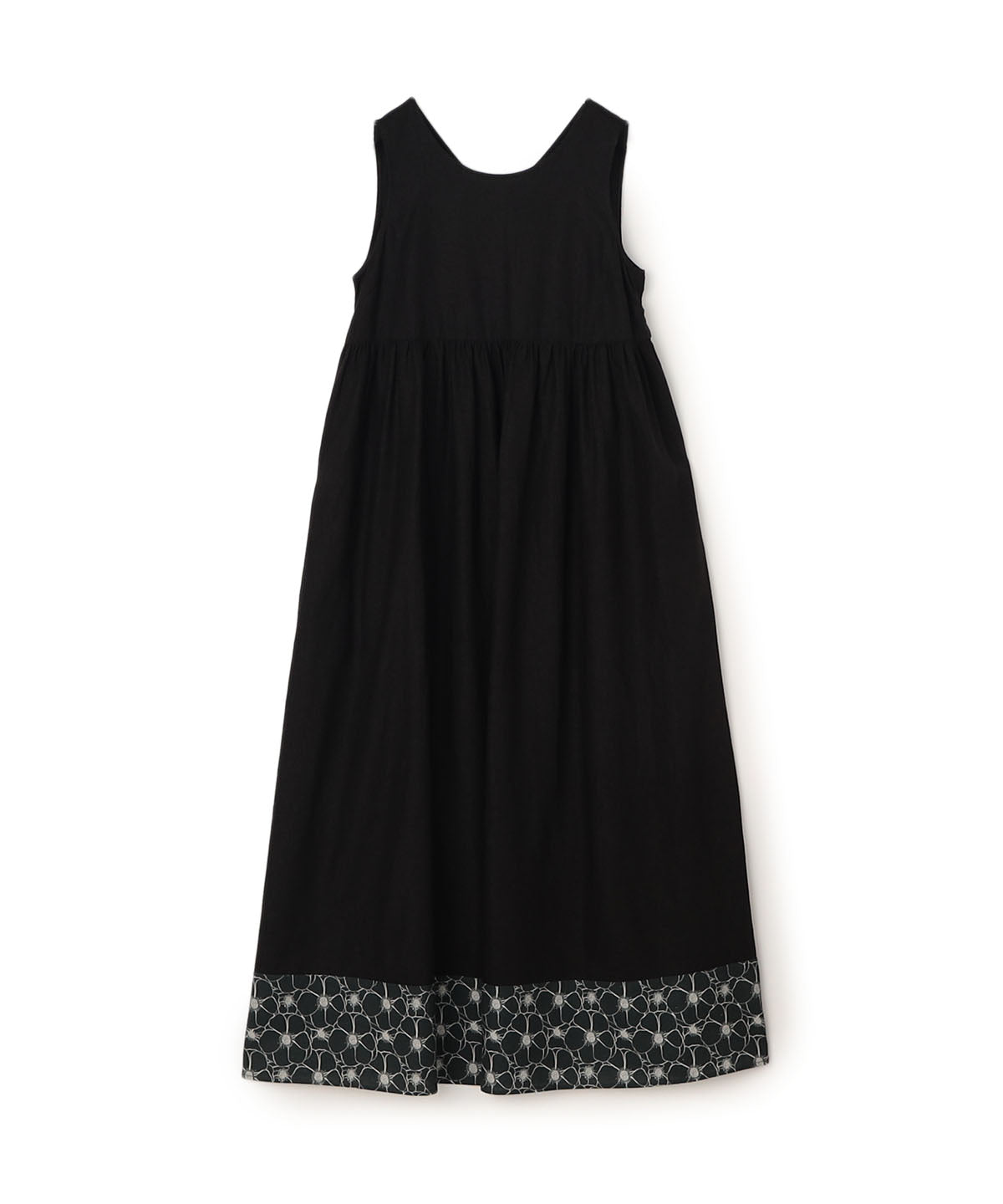 African Textile Hem Nosleeve Onepiece BLACK