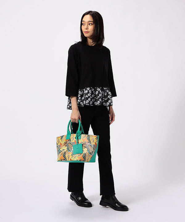 Printed Fake Leather 2Way Handbag (Medium) SAX