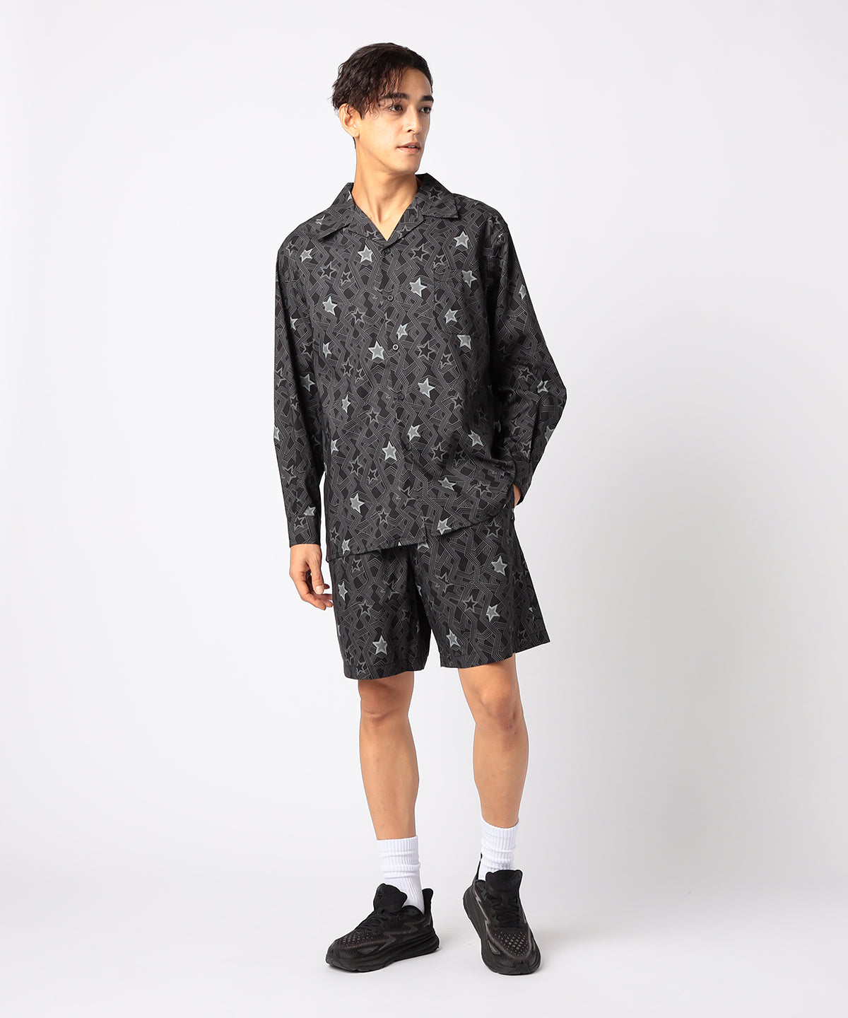 African Textile Long Sleeve Shirt GRAY