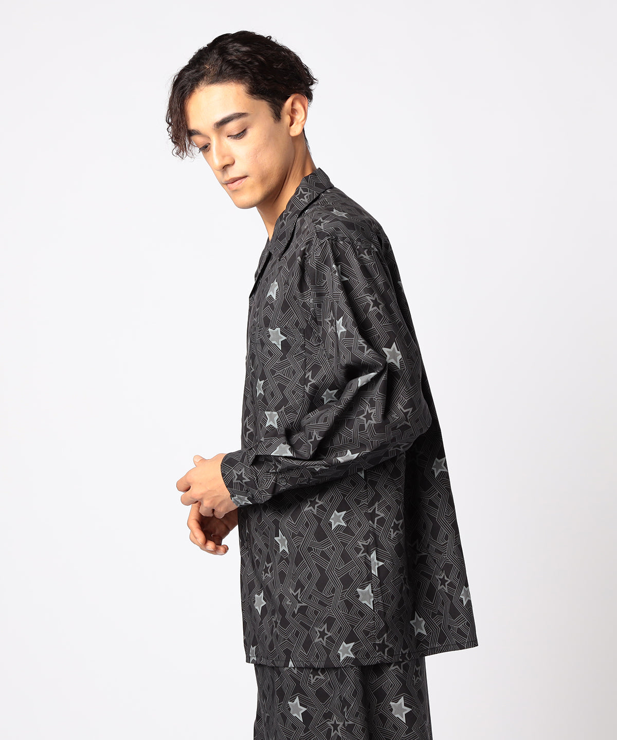 African Textile Long Sleeve Shirt GRAY