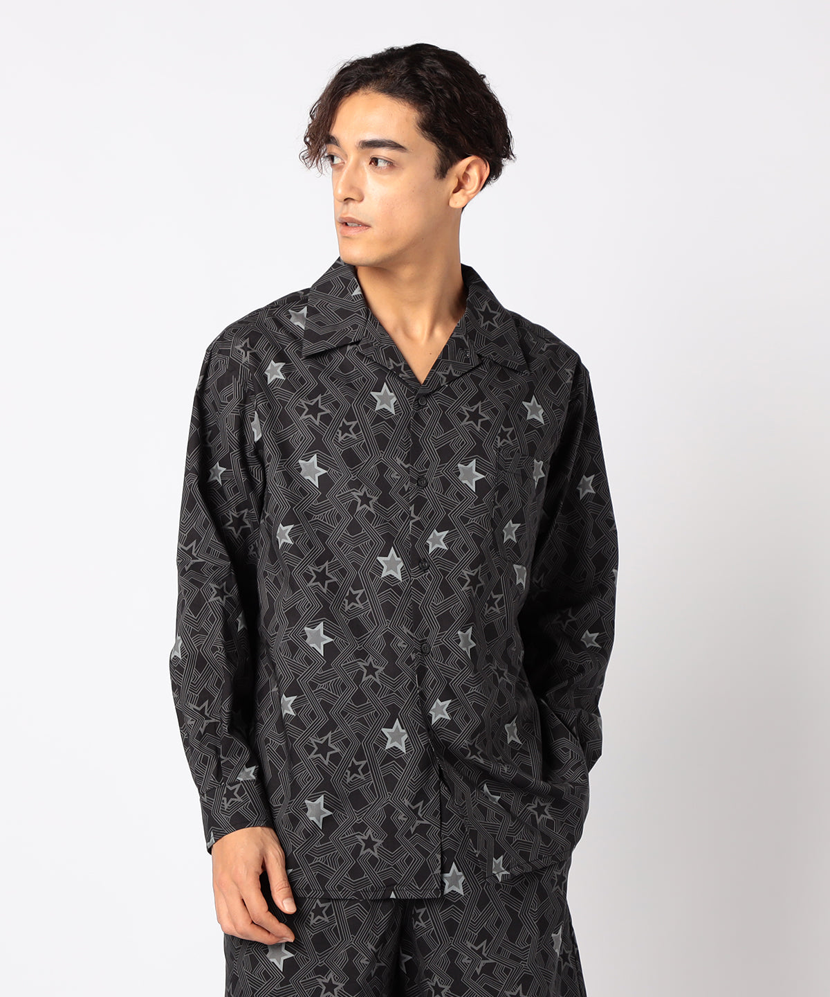 African Textile Long Sleeve Shirt GRAY