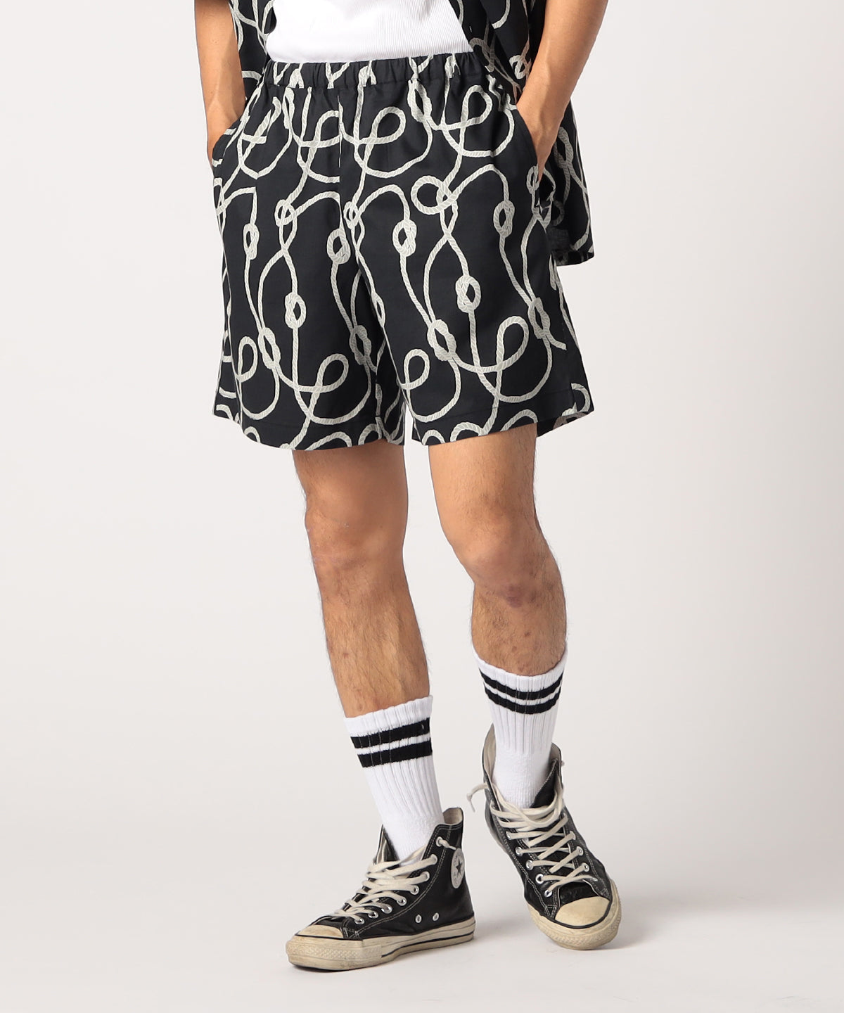 African Textile shorts BLACK "絆"
