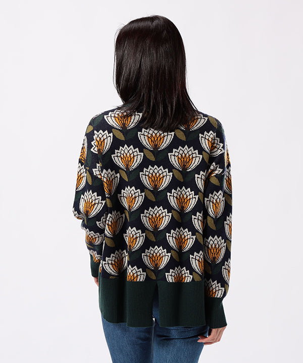 Wool/Nylon Dolman Knit Sweater NAVY