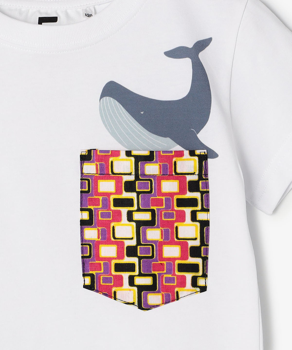キッズポケットTシャツ Whale WHITE
