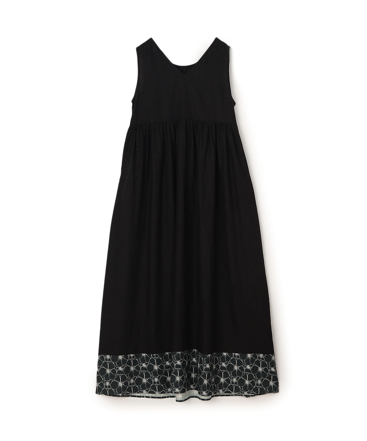 African Textile Hem Nosleeve Onepiece BLACK