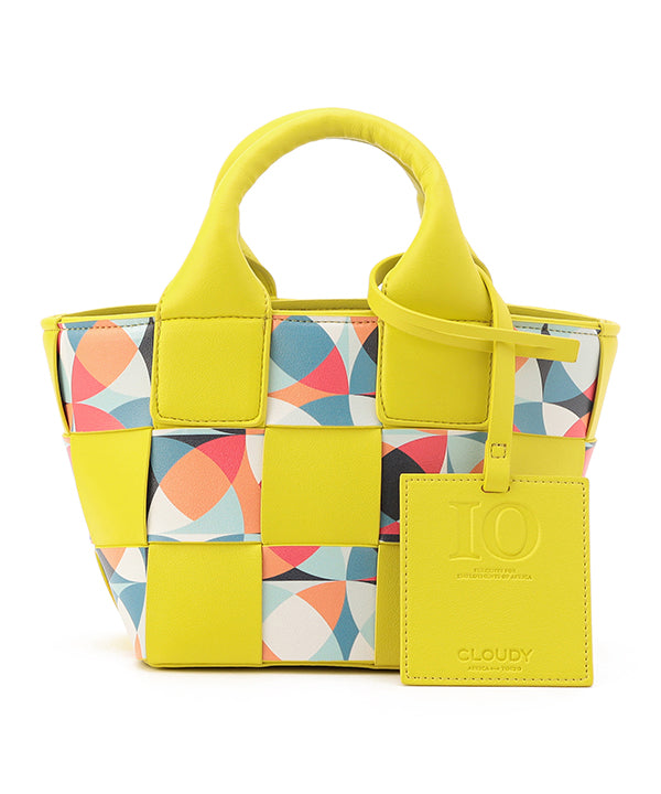 Printed Fake Leather 2Way Mesh Bag YELLOW