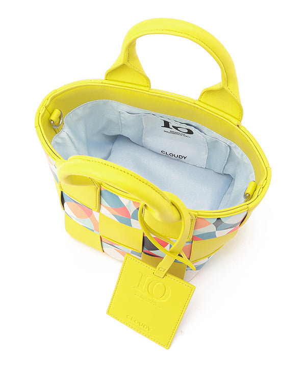 Printed Fake Leather 2Way Mesh Bag YELLOW