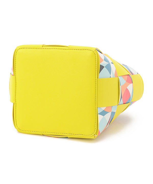 Printed Fake Leather 2Way Mesh Bag YELLOW