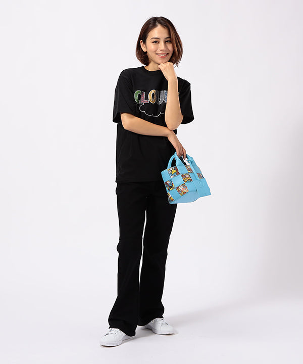 Printed Fake Leather 2Way Mesh Bag YELLOW