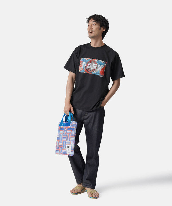 African Textile Mesh Tote Bag (Small) BLUE