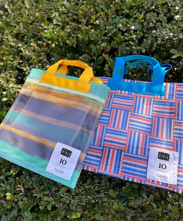 African Textile Mesh Tote Bag (Small) BLUE