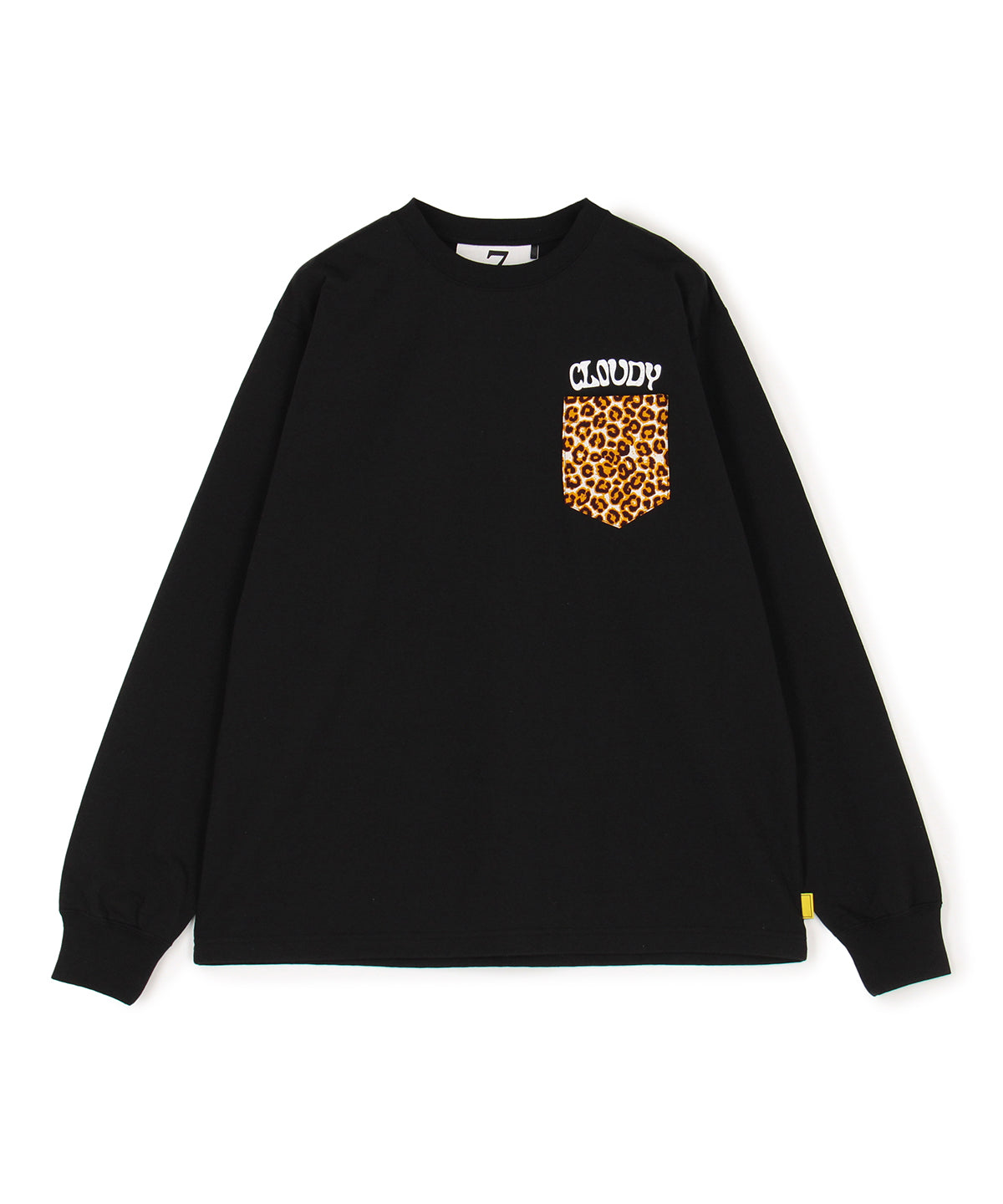 プリント入りポケットロングTシャツ 206 ブラック