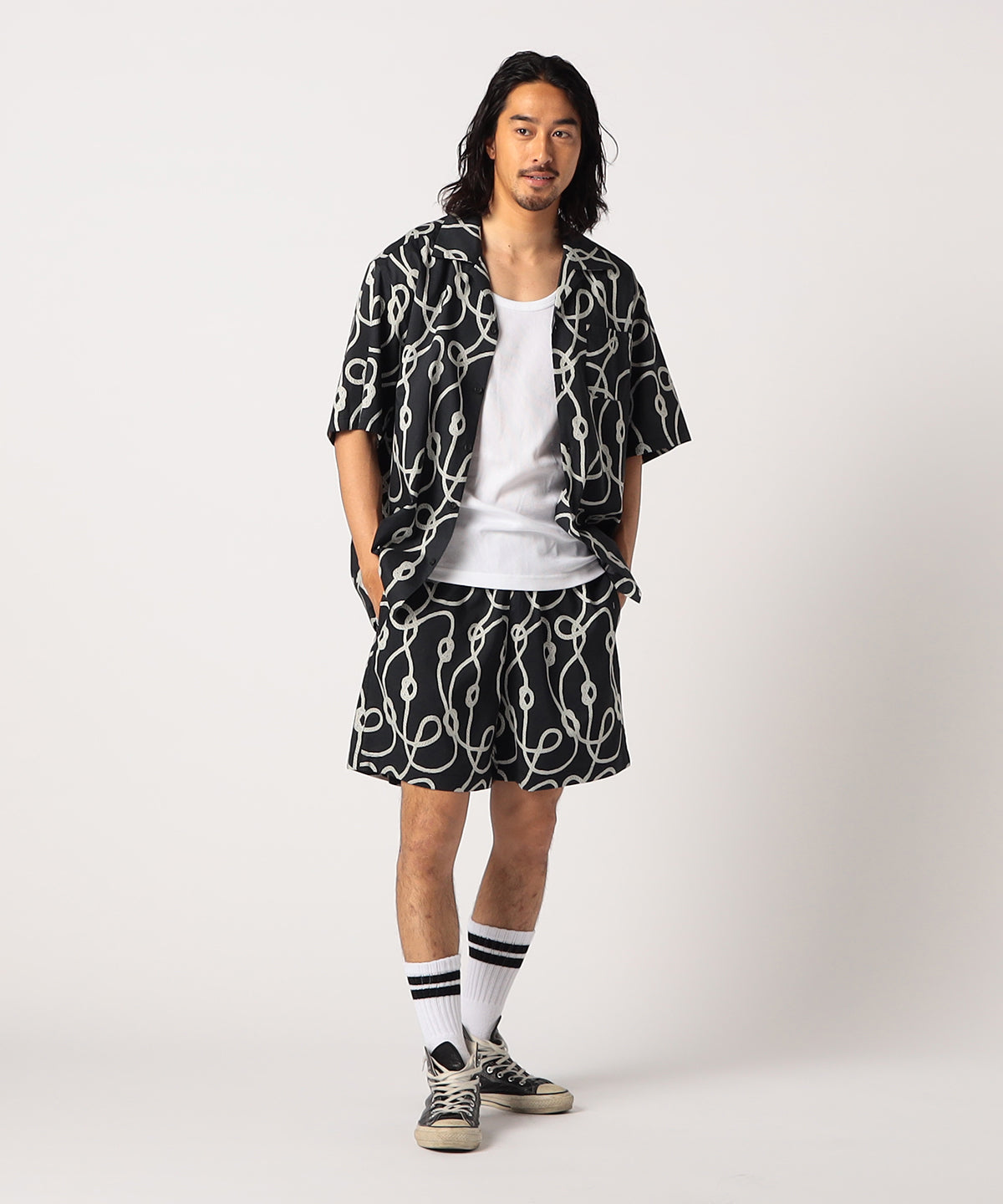 African Textile shorts BLACK "絆"