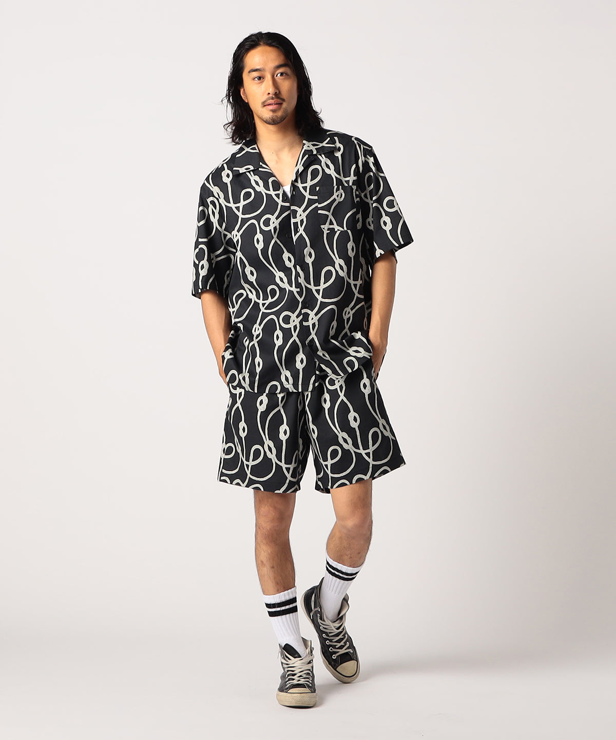 African Textile shorts BLACK "絆"