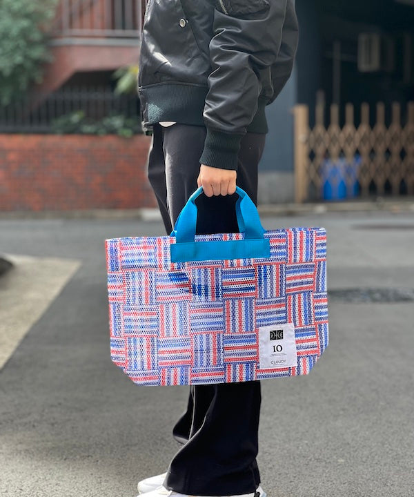 African Textile Mesh Tote Bag(Medium) BLUE