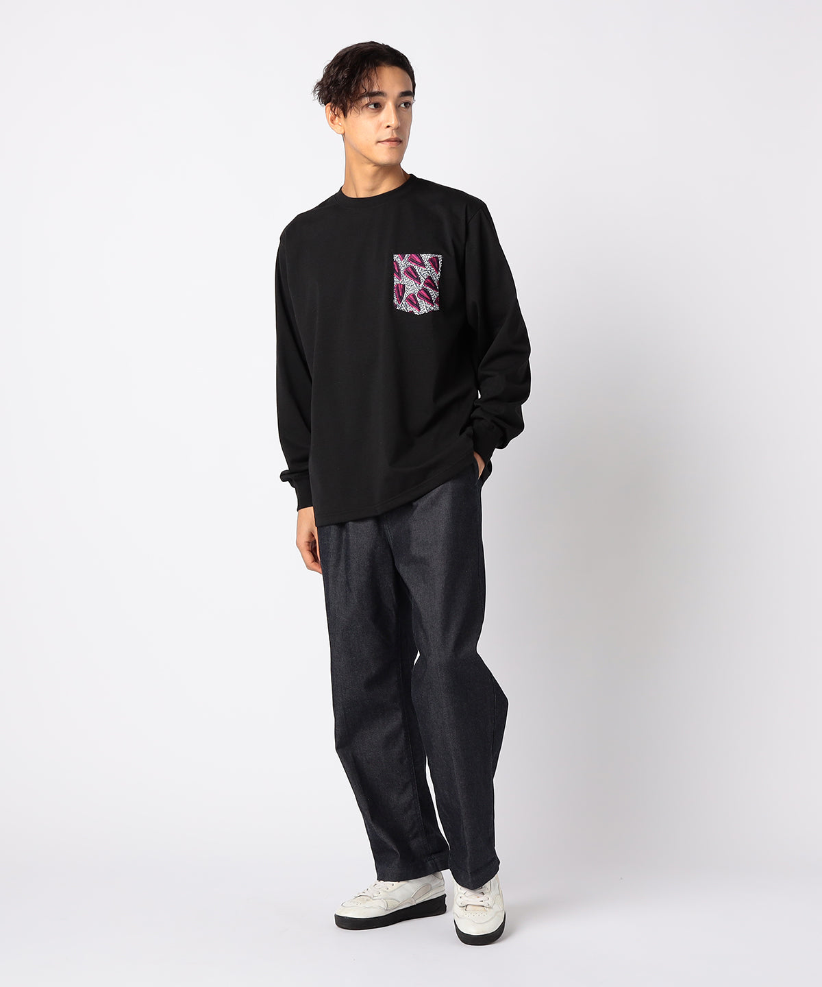 ポケットロングTシャツ 108 BLACK
