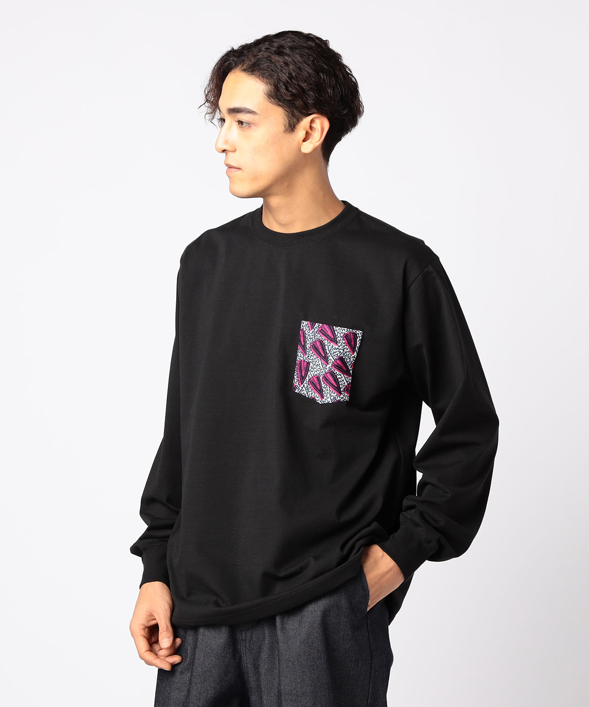 ポケットロングTシャツ 108 BLACK