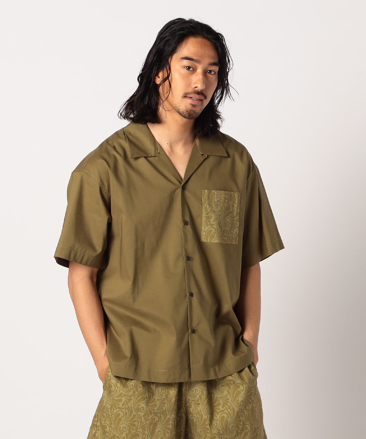African Textile Pocket SHIRTS BROWN