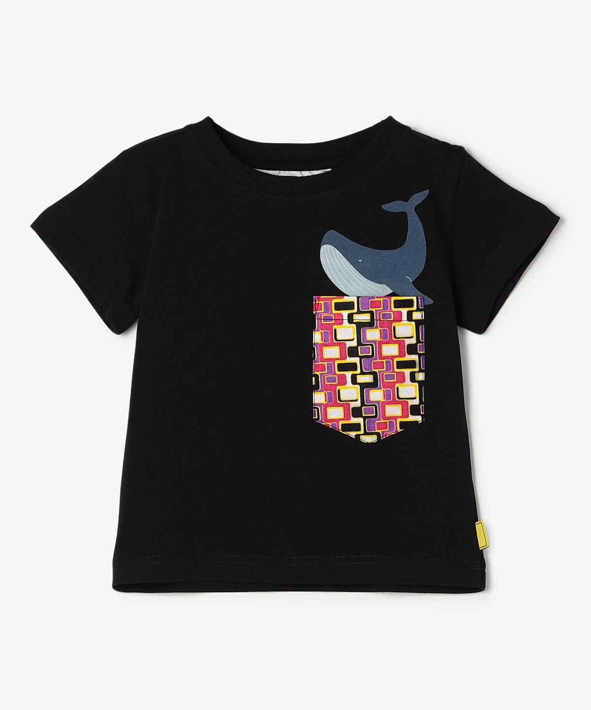 キッズポケットTシャツ Whale BLACK