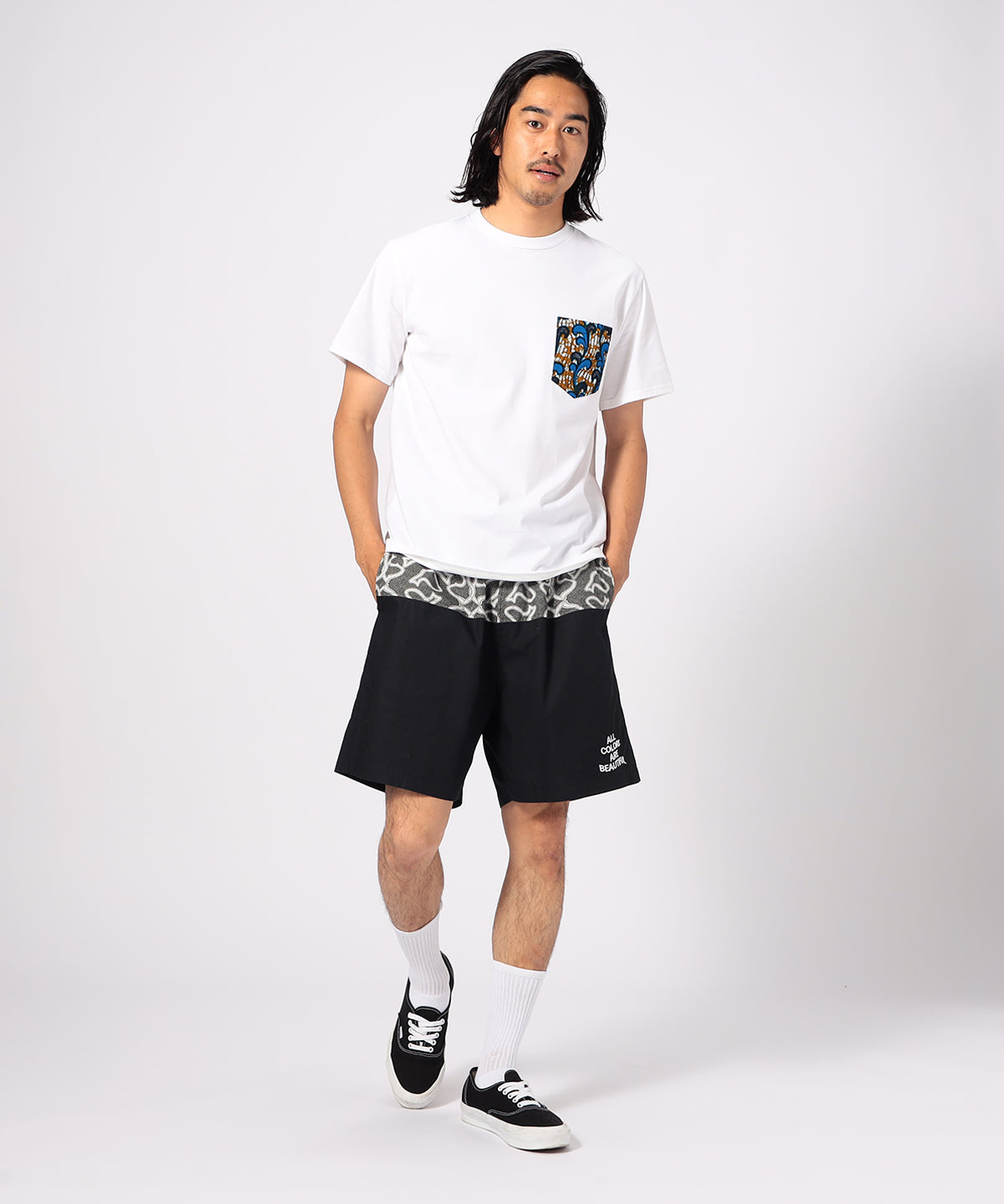 Pocket T-SHIRTS Uneck 373 WHITE