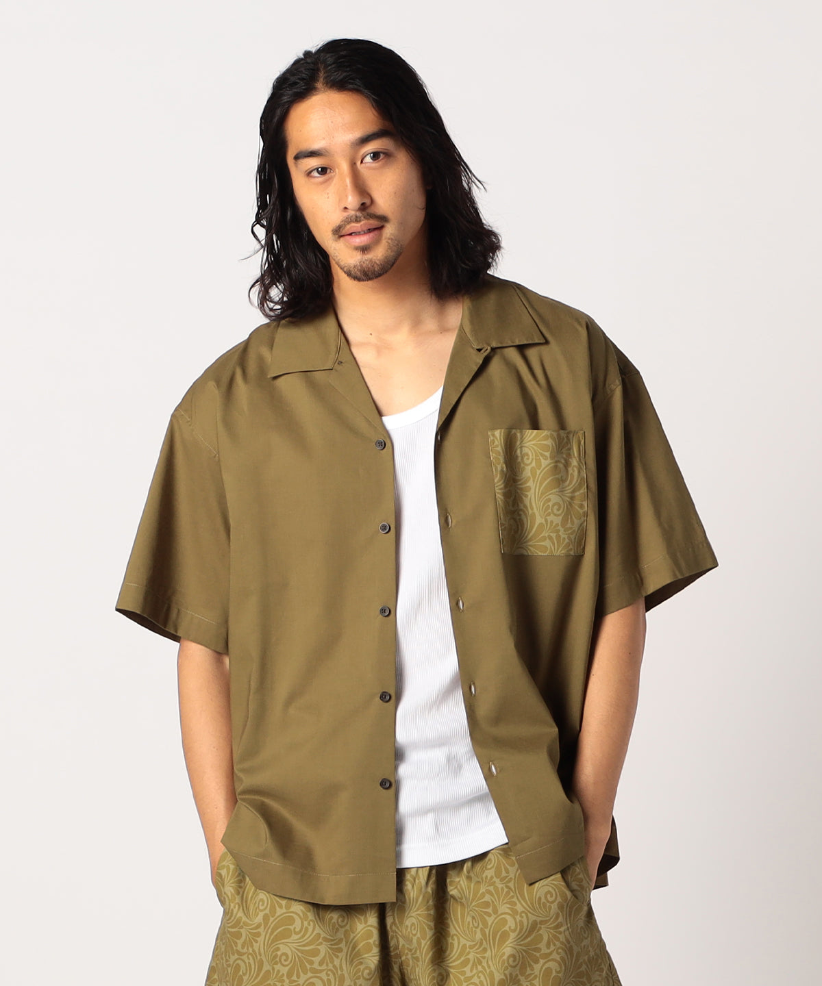 African Textile Pocket SHIRTS BROWN