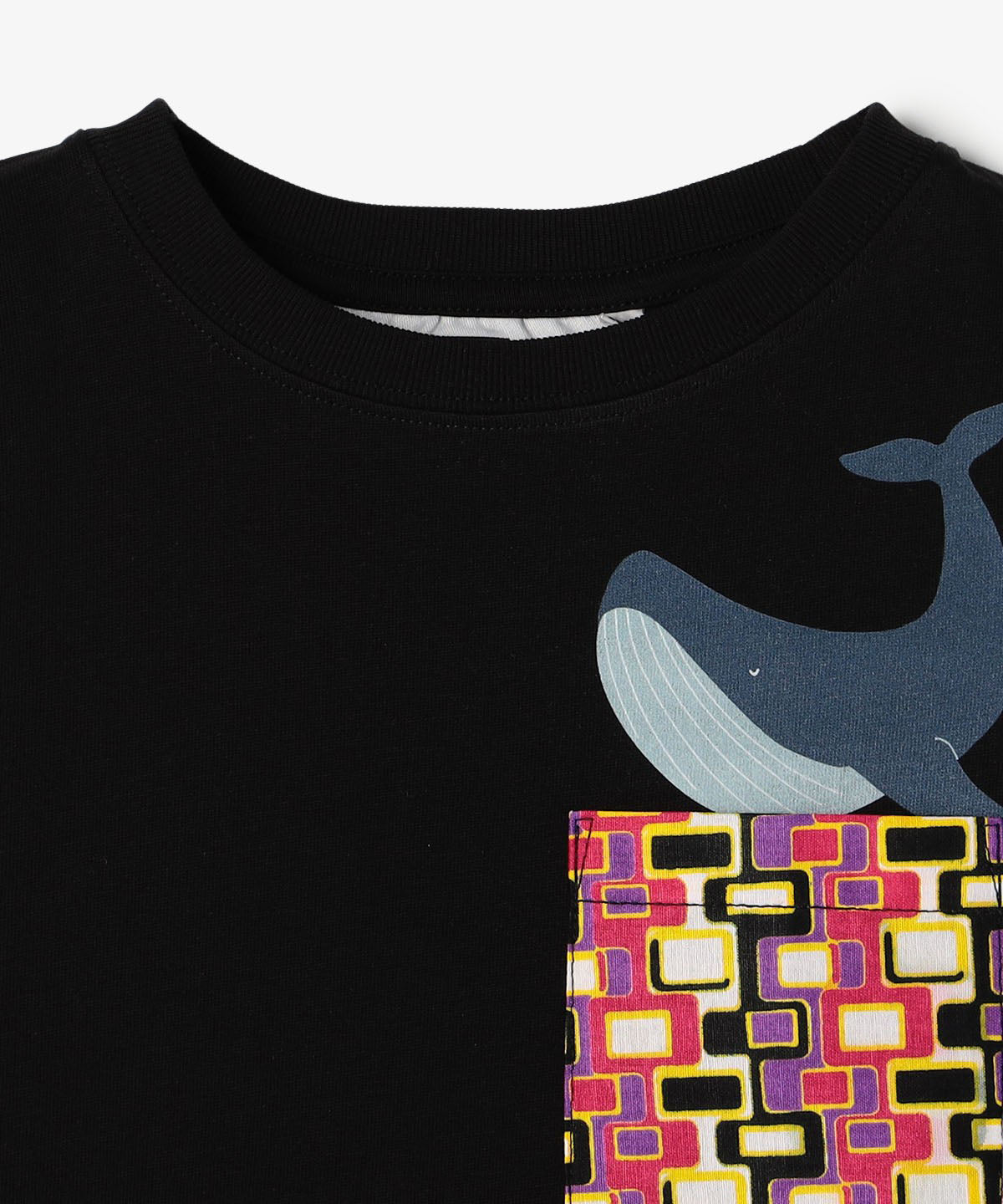 キッズポケットTシャツ Whale BLACK