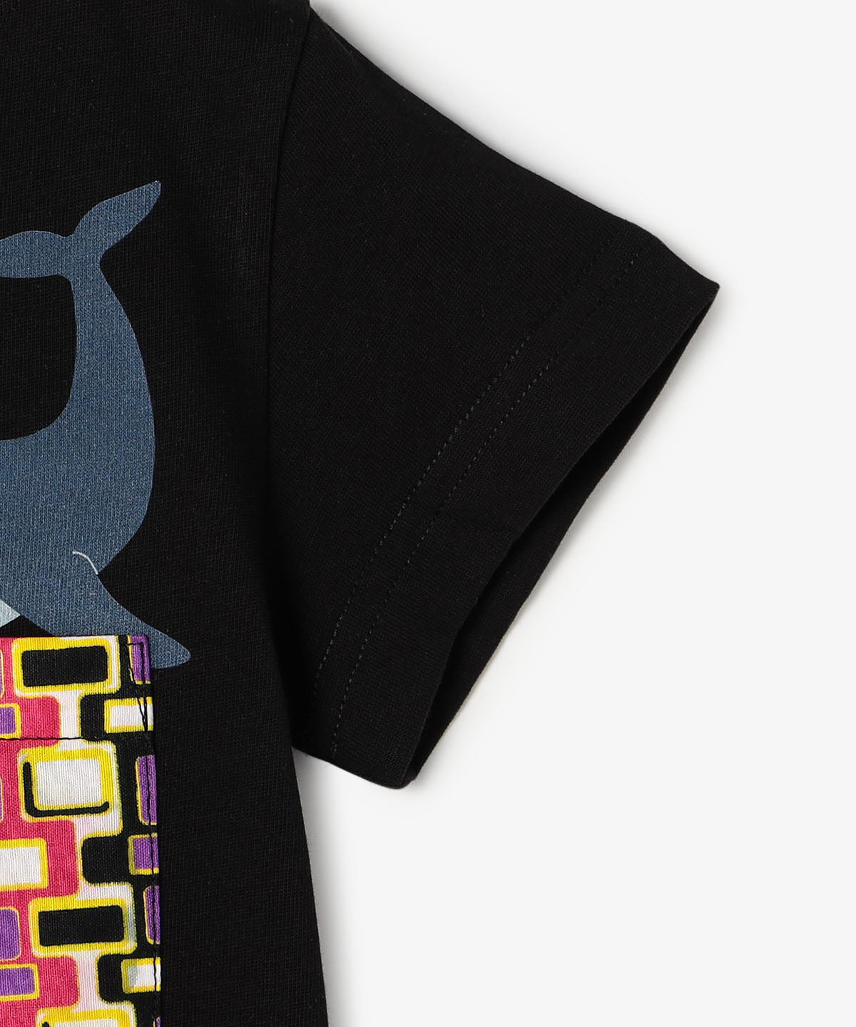 キッズポケットTシャツ Whale BLACK