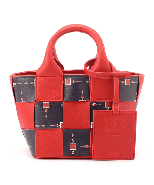 Printed Fake Leather 2Way Mesh Bag RED