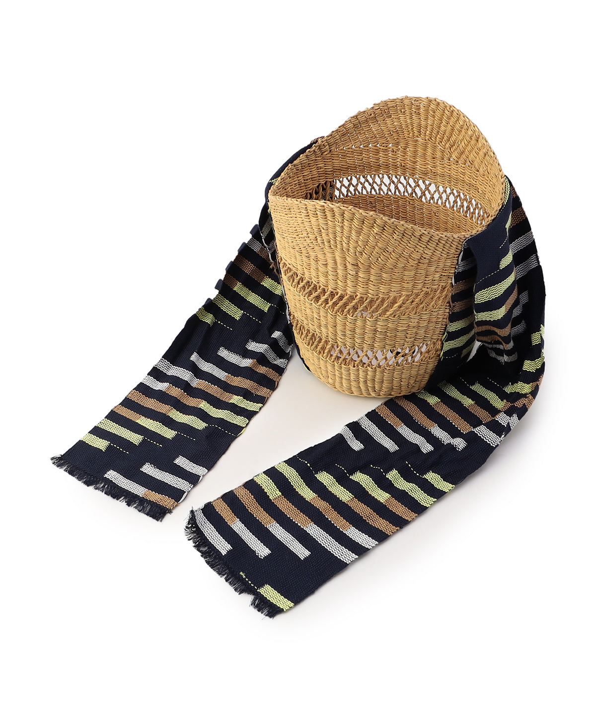 Kente Handle Wing Basket (Small) NATURAL