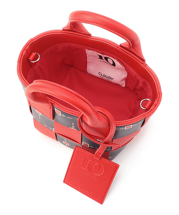 Printed Fake Leather 2Way Mesh Bag RED