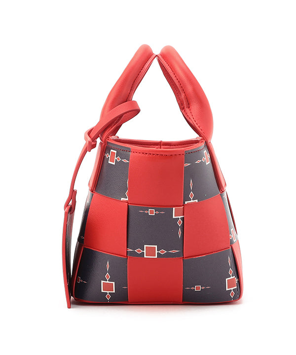 Printed Fake Leather 2Way Mesh Bag RED