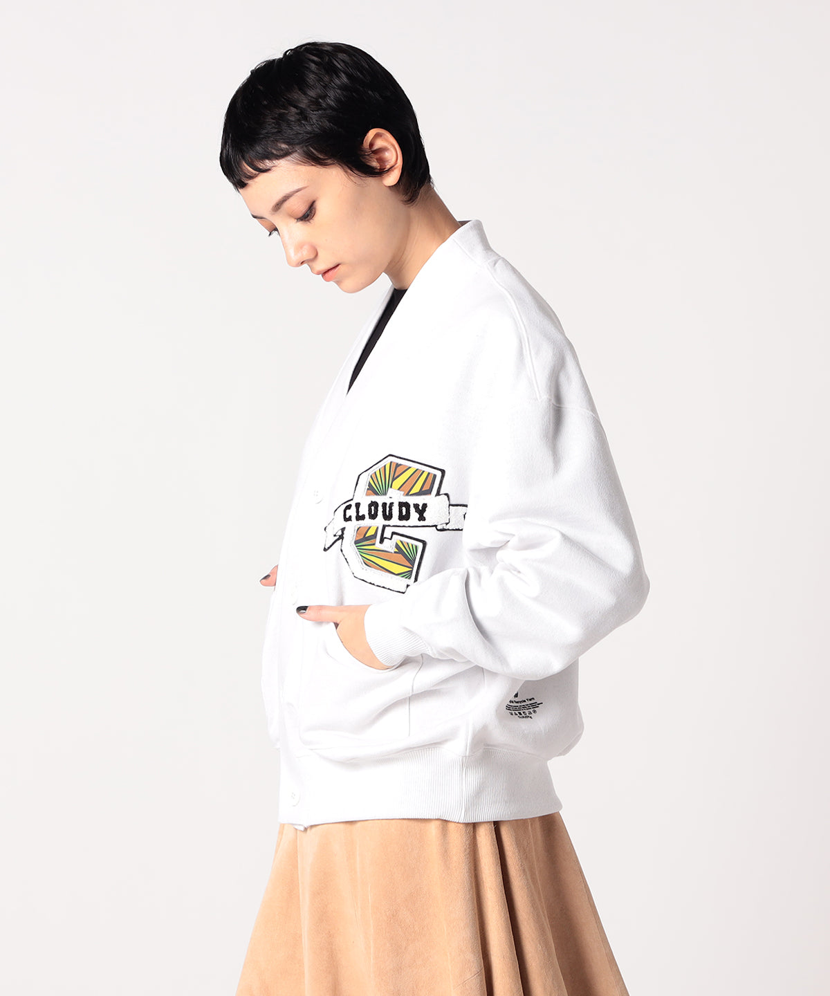 Recycle Sweat Cardigan Textile C WHITE