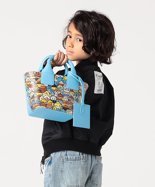 Printed Fake Leather 2Way Handbag (Small) SAX