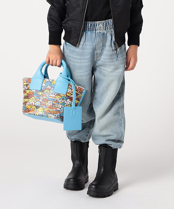Printed Fake Leather 2Way Handbag (Small) SAX